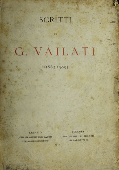 Scritti di Giovanni Vailati Archivio Giovanni Vailati